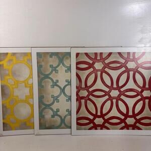 Crate & Barrel Chariklia Zarris Symmetry Moroccan Abstract Geometric Set Of 3